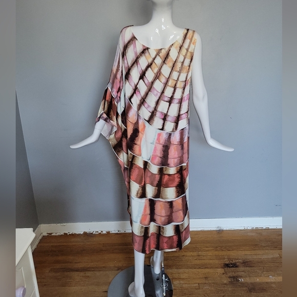 Mara Hoffman One Shoulder Kaftan in Shells Flamingo, VGUC, Size M/L - Picture 3 of 7